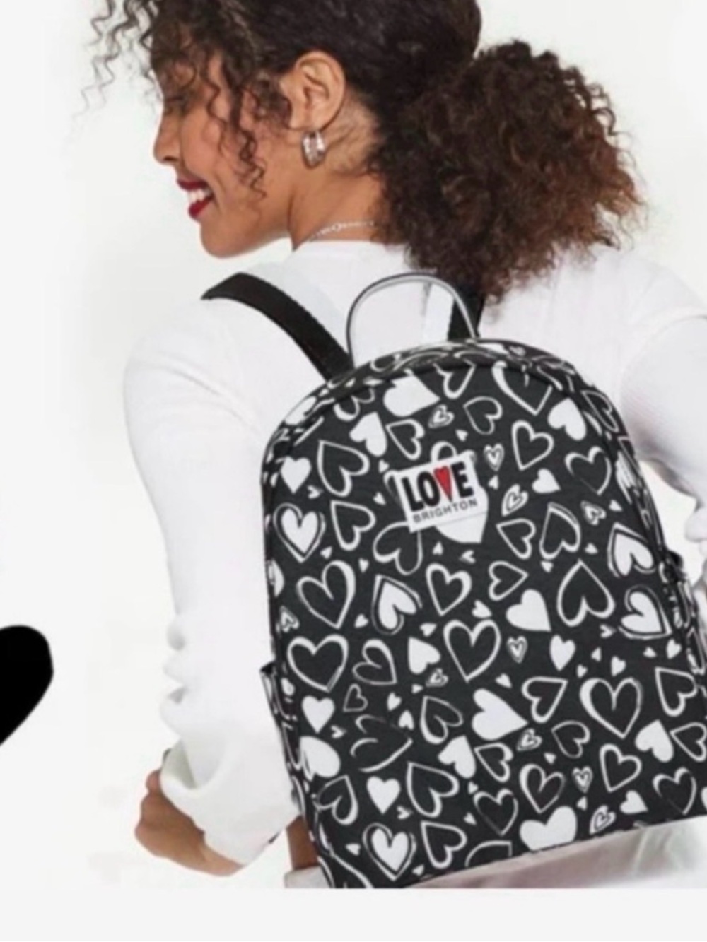 Brighton Endless Love Heart Backpack - Black and White New